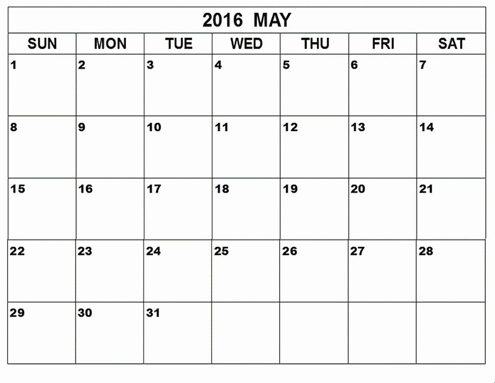 Free Printable Calendars 2016 Templates Inspirational May 2016 Weekly Printable Calendar