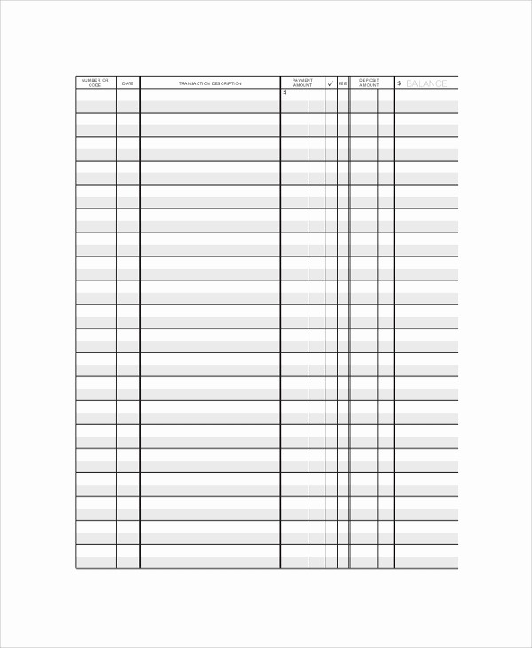 Free Printable Checkbook Register Template New 9 Printable Check Register Samples