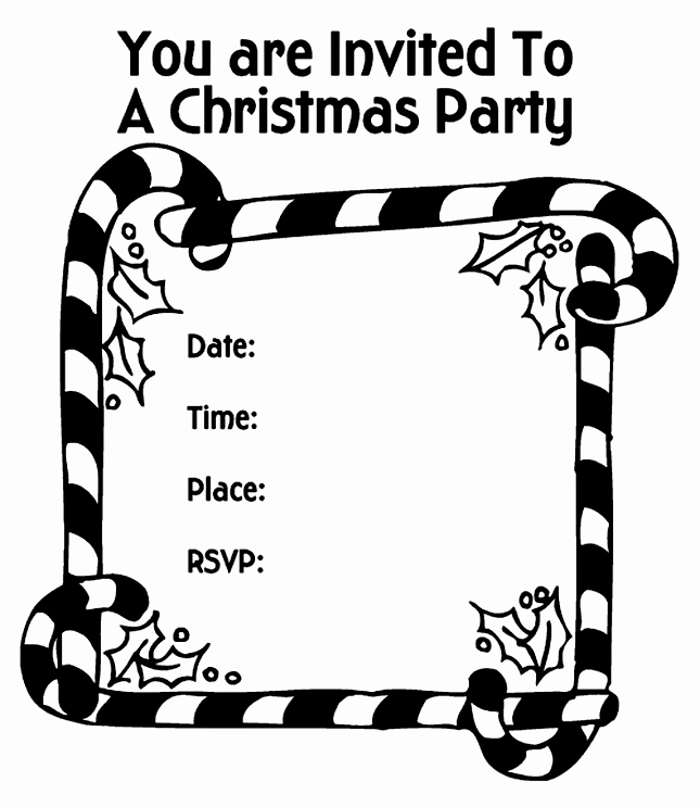 Free Printable Christmas Invitations Cards Fresh Christmas Party Invitation Candy Canes Coloring Page