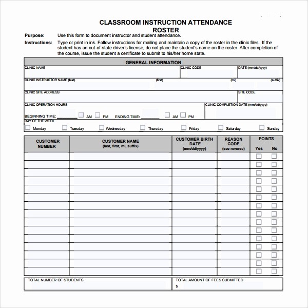 Free Printable Class Roster Template Lovely 8 Classroom Roster Templates