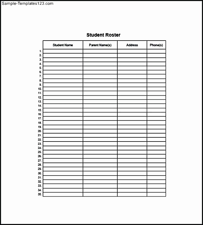 Free Printable Class Roster Template Lovely Printable Class List Template Free forms – Techshopsavings