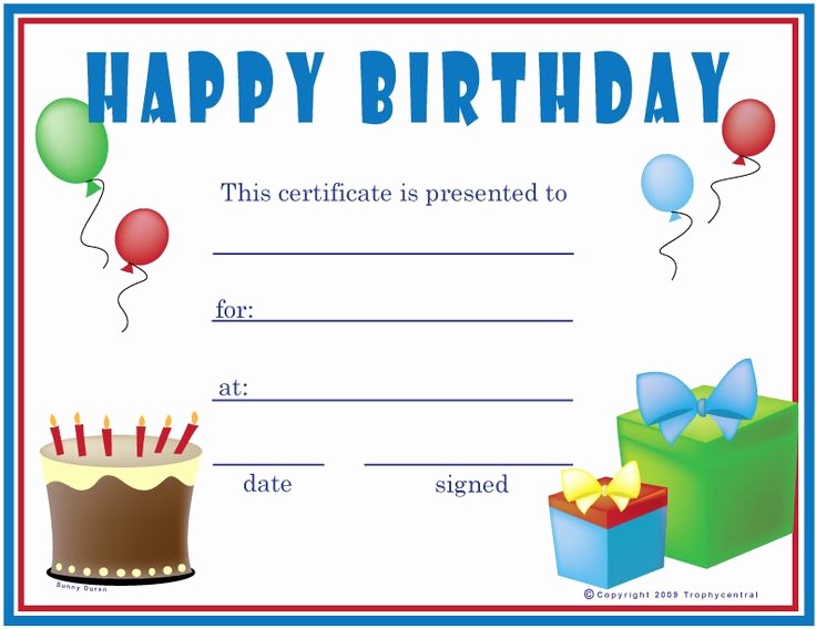 Free Printable Customizable Gift Certificates Elegant Birthday Boy Certificate Happy Birthday