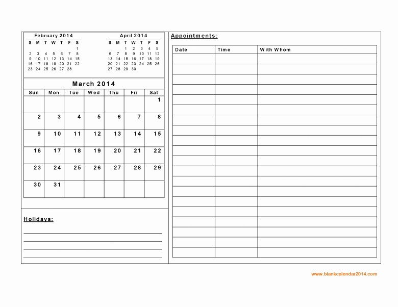 Free Printable Daily Calendar 2015 Awesome Free Blank Printable Appointment Calendar Free Calendar