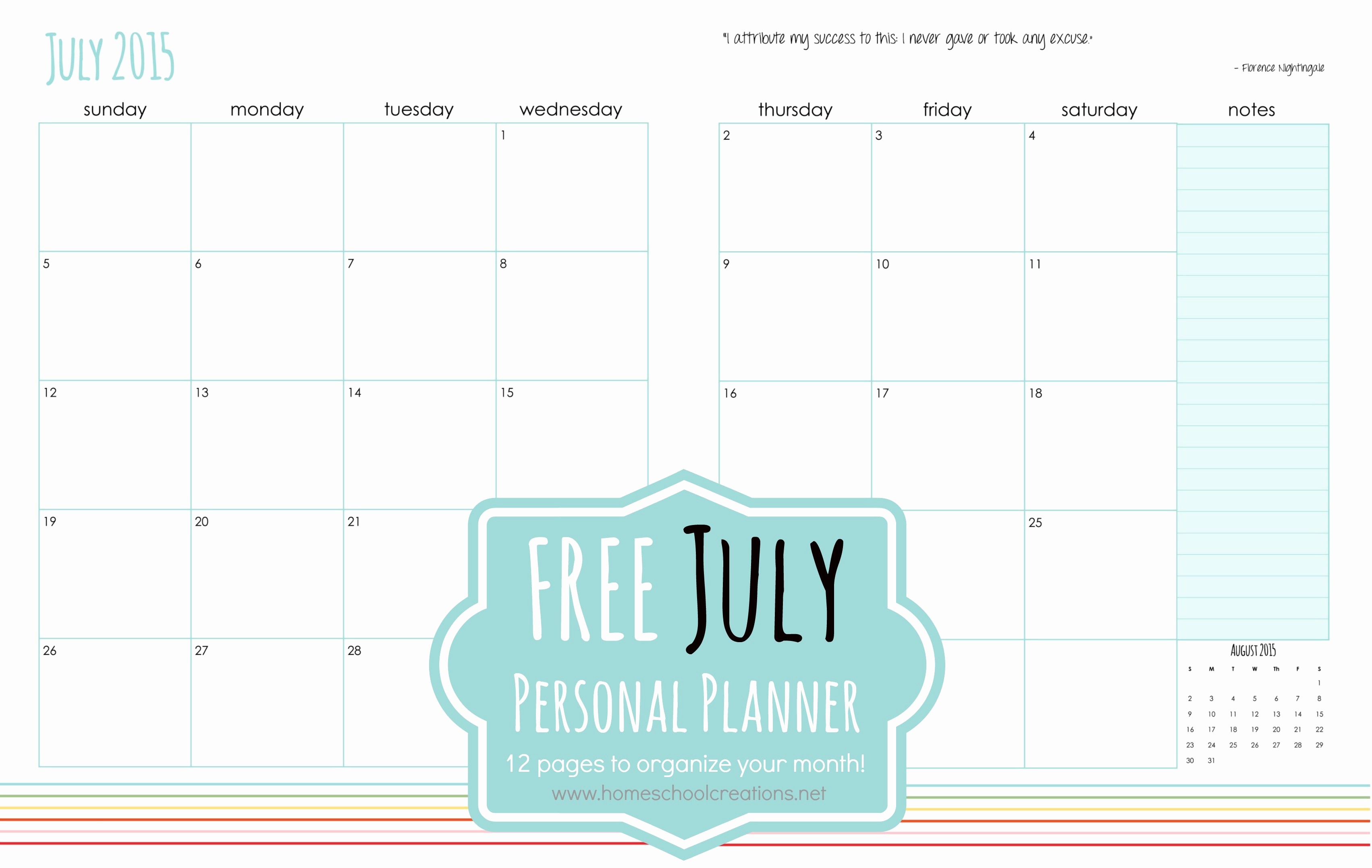 Free Printable Daily Calendar 2015 Beautiful Personal Planner Free Printables July 2015 Daily Planner