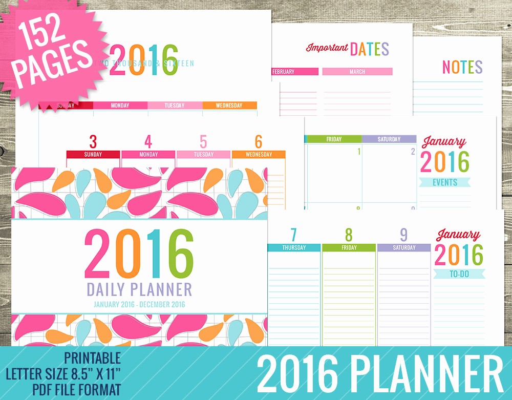 Free Printable Daily Calendar 2015 Elegant 8 Best Of Printable Planner 2016 2016 Calendar