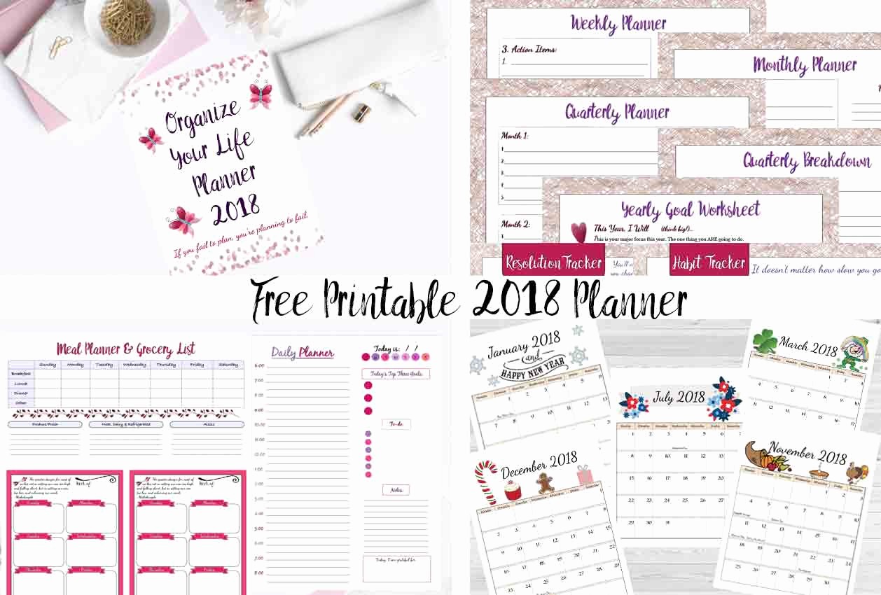 Free Printable Daily Calendar 2018 Elegant Free Printable 2018 Planner 35 Pages
