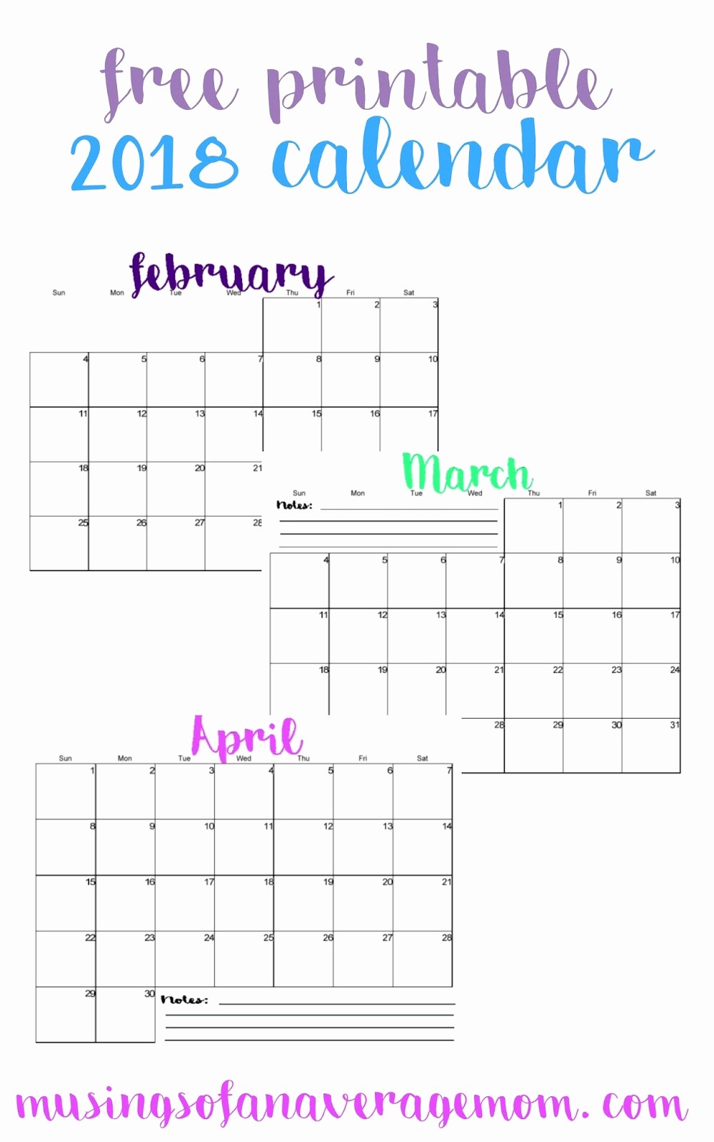 Free Printable Daily Calendar 2018 Fresh Musings Of An Average Mom 2018 Horizontal Calendars
