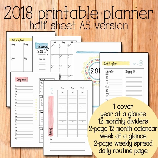 Free Printable Daily Calendar 2018 Inspirational 2018 Printable Planner with Multiple Options