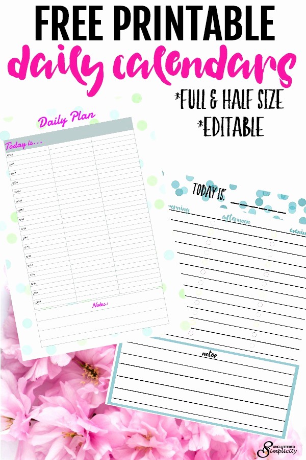 Free Printable Daily Calendar 2018 Luxury Free Printable Daily Calendar Planner Page