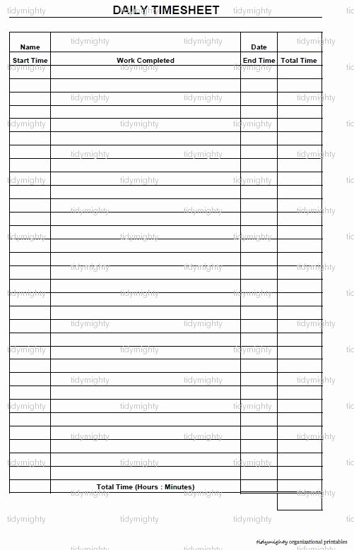 Free Printable Daily Time Sheets Awesome Daily Time Sheet Tracker Printable Pdf Instant by Tidymighty