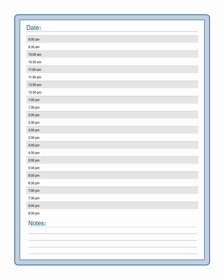 Free Printable Daily Time Sheets Awesome Half Hourly Day Planner Printout
