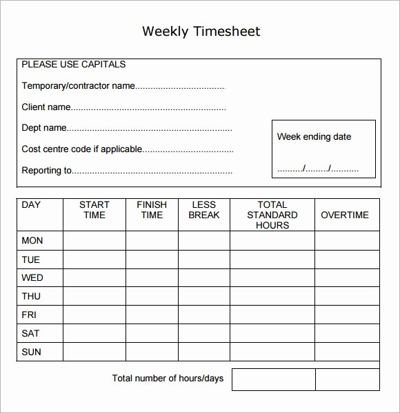 Free Printable Daily Time Sheets Elegant 15 Sample Weekly Timesheet Templates for Free Download
