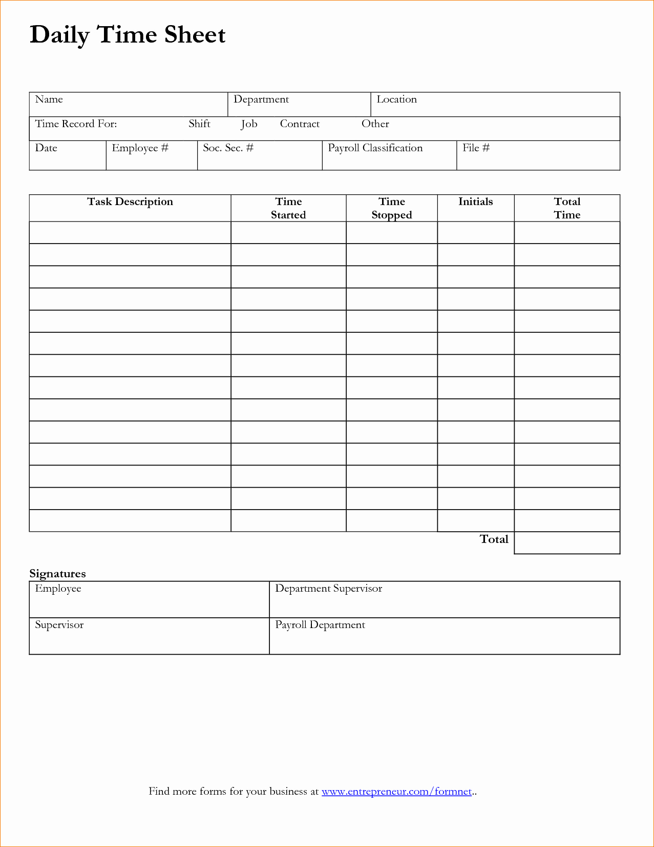 Free Printable Daily Time Sheets New 5 Time Sheets Template