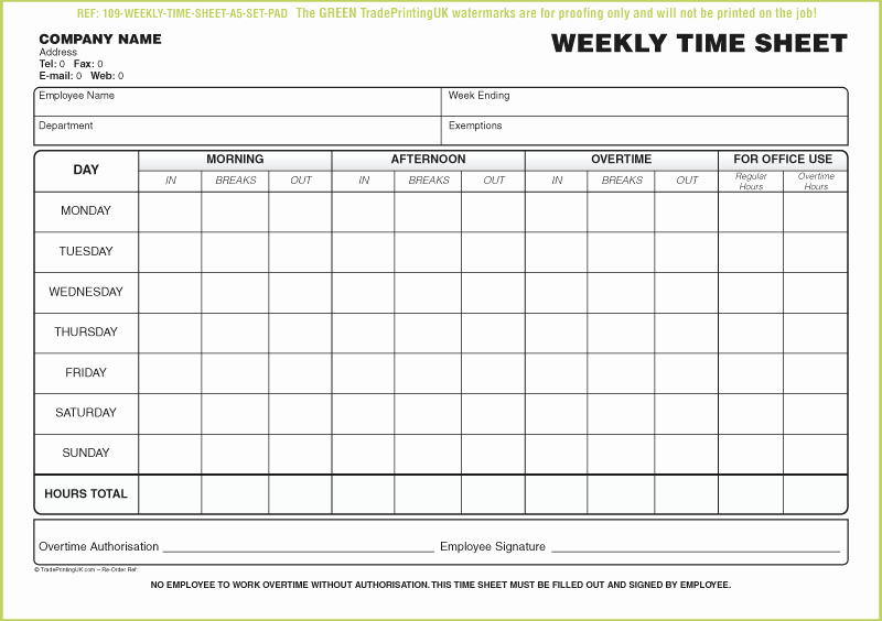 Free Printable Daily Time Sheets Unique Free Daily Timesheet Template form Printed From £50