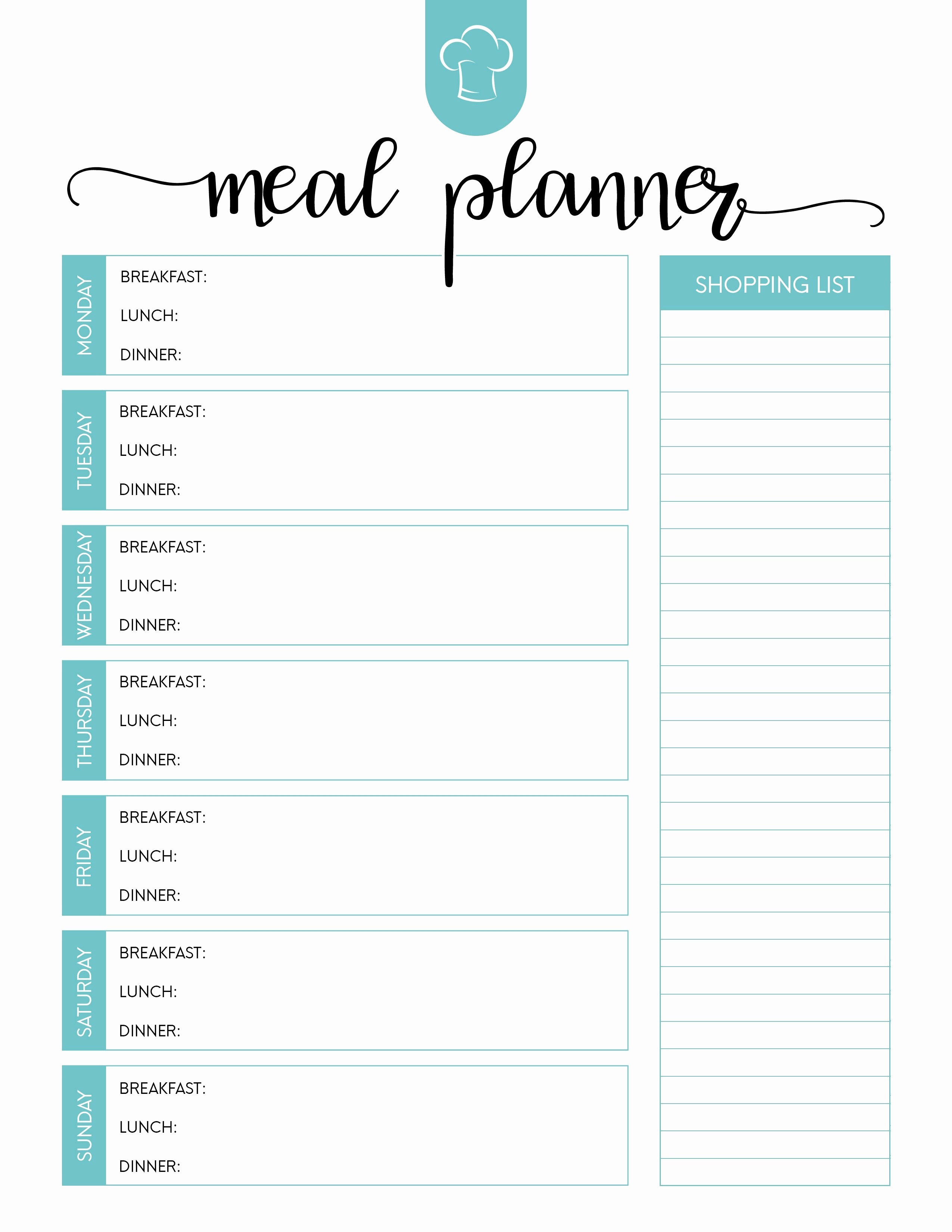 Free Printable Dinner Menu Templates Beautiful Printable Meal Planning Template Dinner Planner Blank Plan