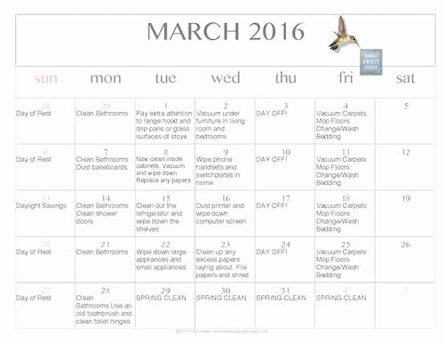 Free Printable Editable Calendar 2016 Elegant Free Editable Printable March 2016 Cleaning Calendar
