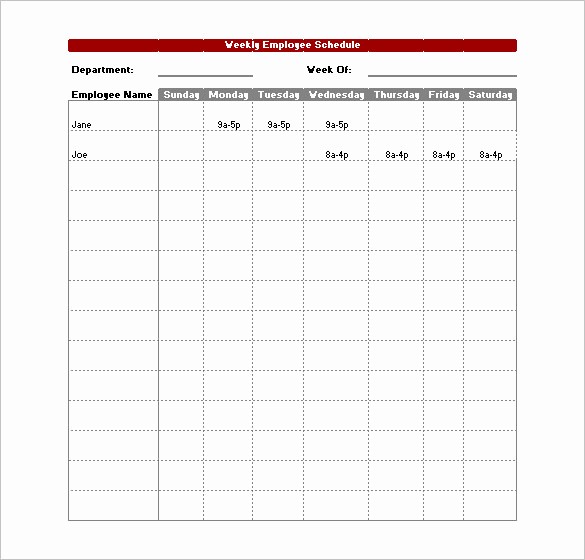 Free Printable Employee Schedule Template Elegant 17 Blank Work Schedule Templates Pdf Doc