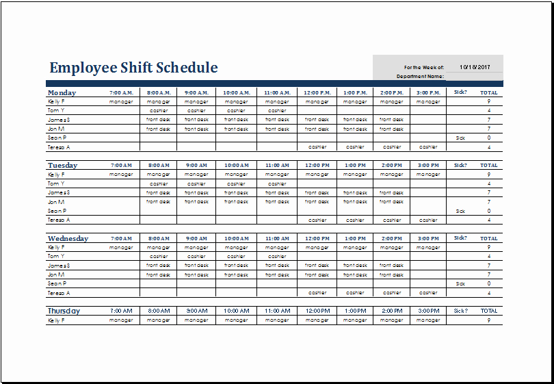 Free Printable Employee Schedule Template Fresh Excel Shift Schedule Template