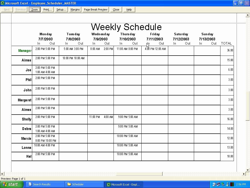 Free Printable Employee Schedule Template New Employee Schedule Template