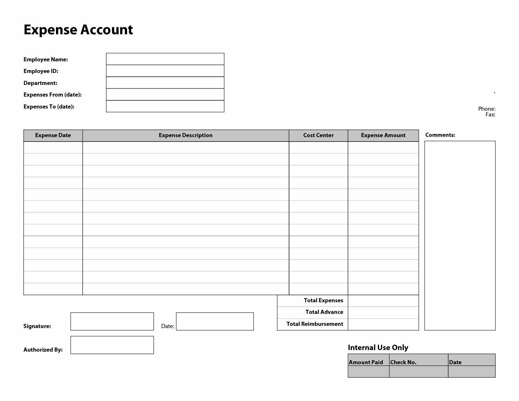 Free Printable Expense Report forms Lovely 10 Best Of Free Printable Expense Report Template