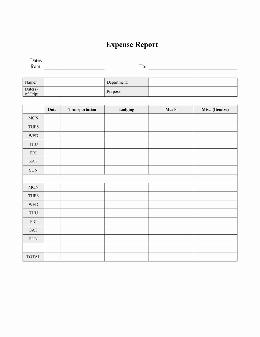 Free Printable Expense Report forms Lovely 40 Expense Report Templates to Help You Save Money