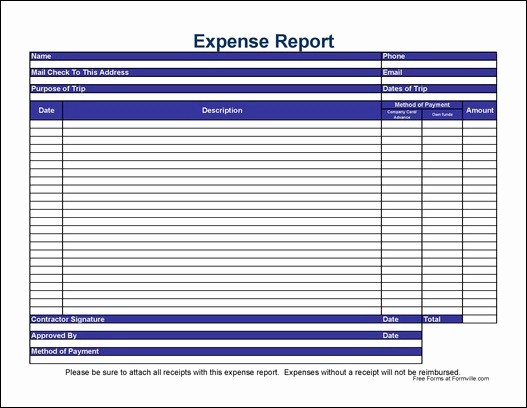 Free Printable Expense Report forms Luxury Free Simple Contractor Travel Expense Report From formville