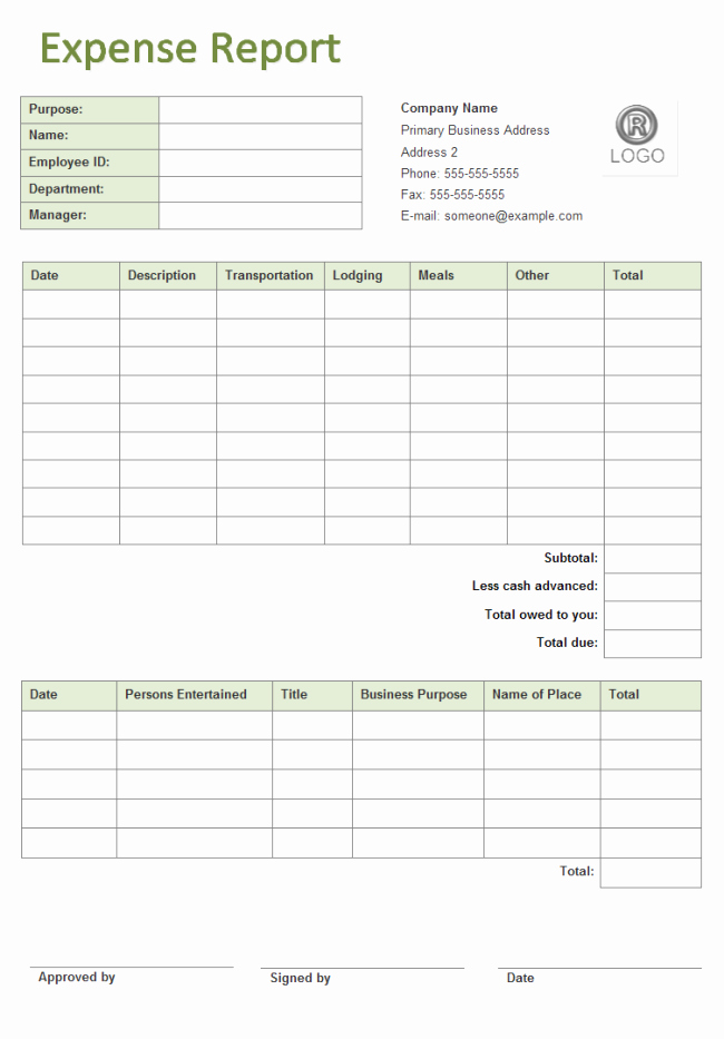 Free Printable Expense Report forms New Business Expense Report