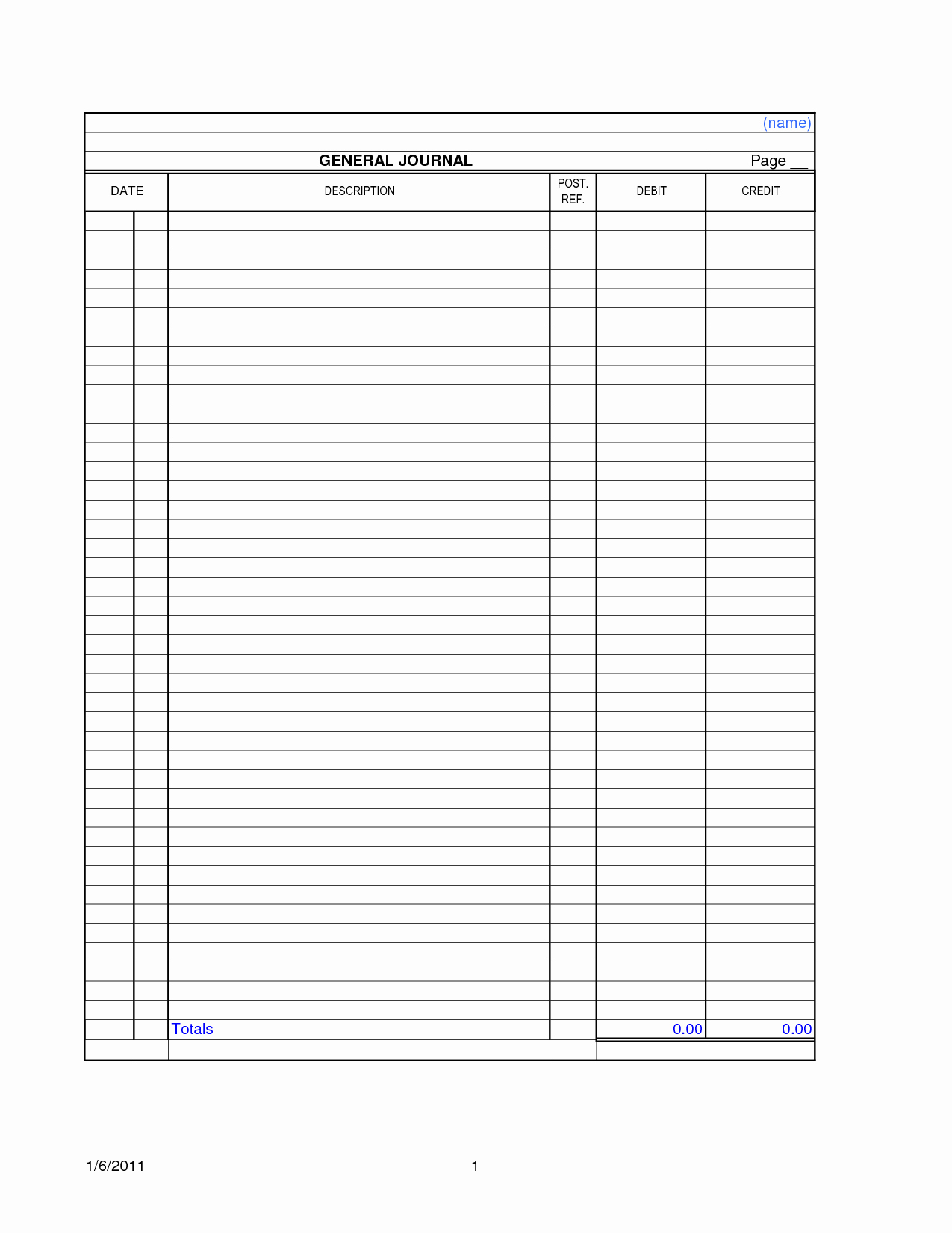 Free Printable General Ledger Template Best Of 9 Best Of Printable Accounting Journal Templates