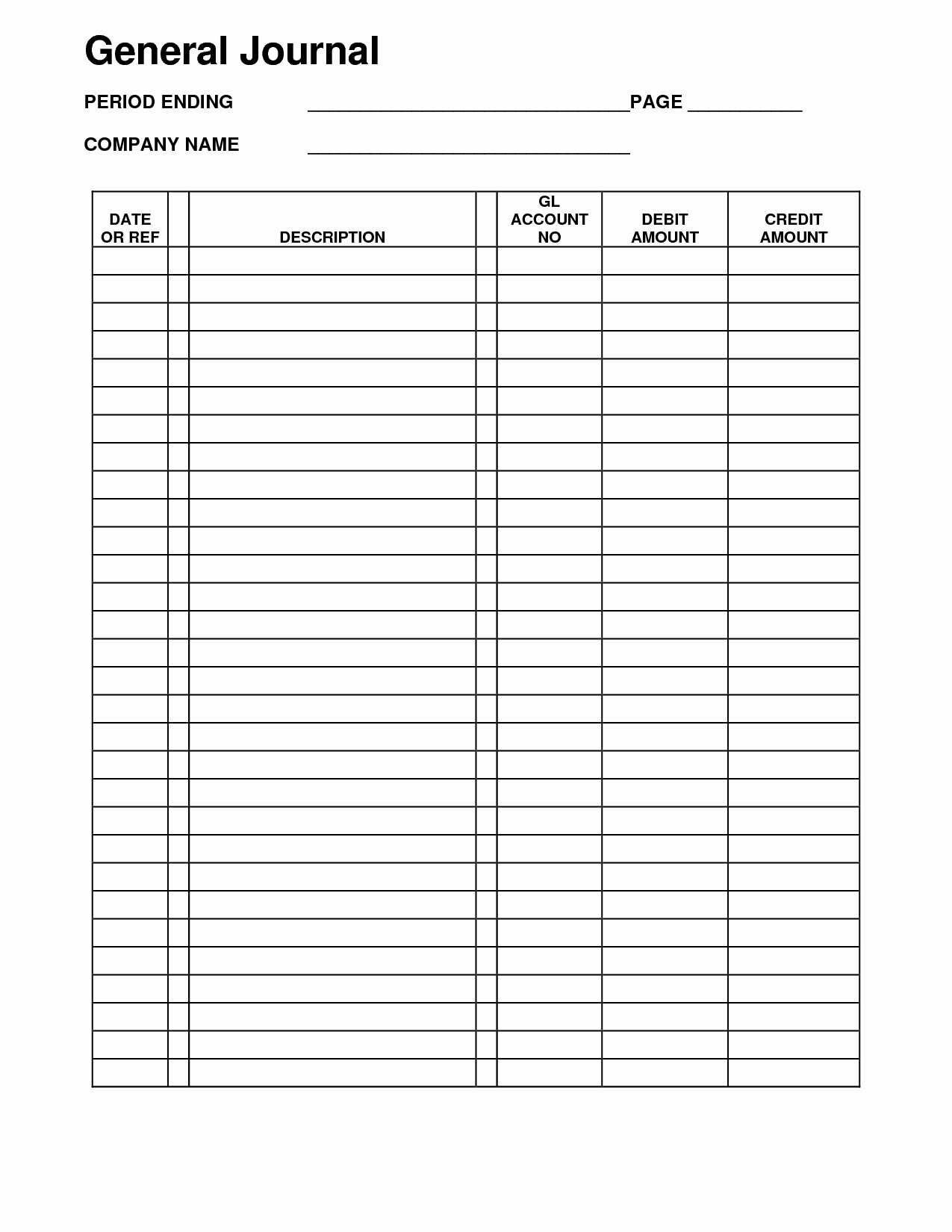 Free Printable General Ledger Template Fresh 9 Best Of Printable Accounting Journal Templates