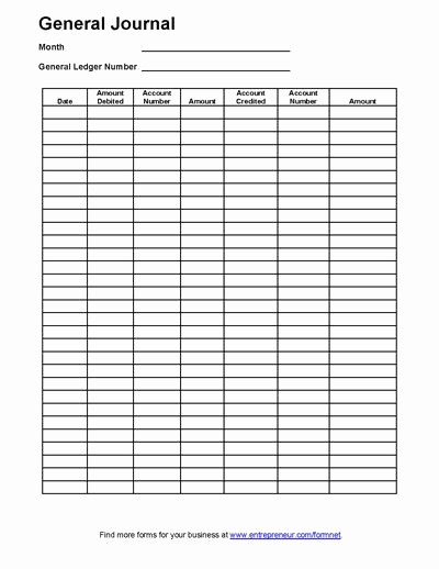 Free Printable General Ledger Template Luxury General Journal Accounting form