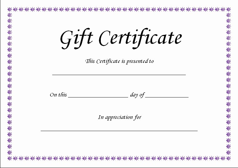 Free Printable Gift Card Template New T Certificate Template Blank