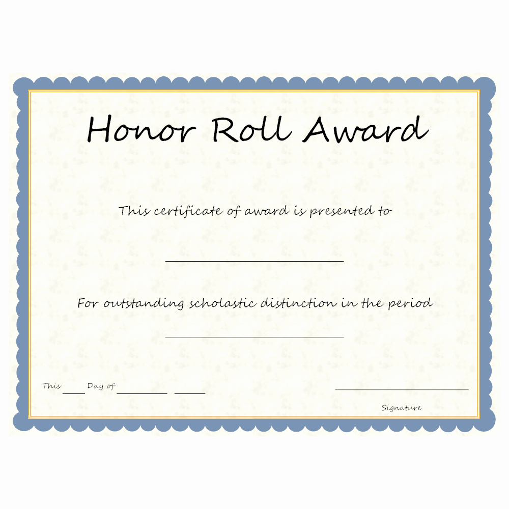Free Printable Honor Roll Certificates Unique Honor Roll Award