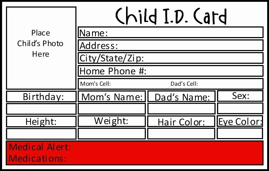 Free Printable Id Badge Template New Free Printable Child Identification Card