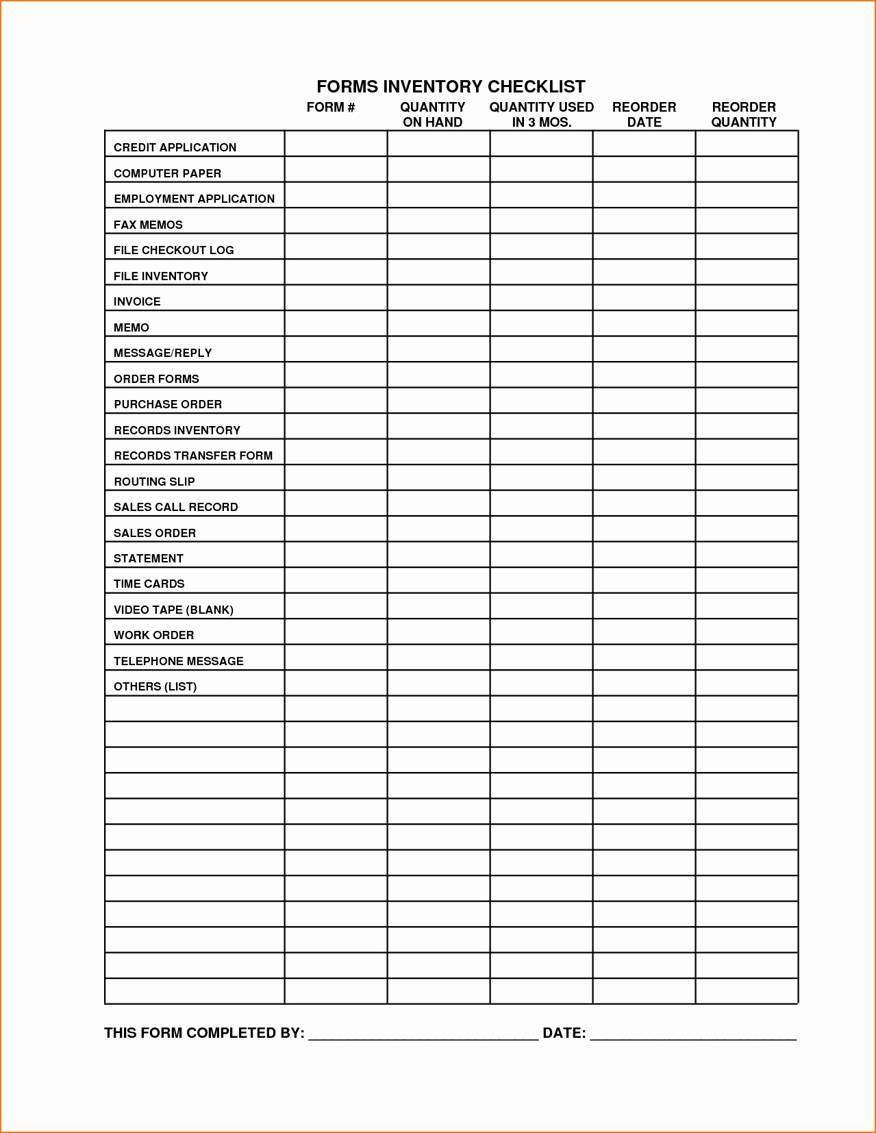 Free Printable Inventory Sheets Pdf Best Of 7 Free Checklist Template