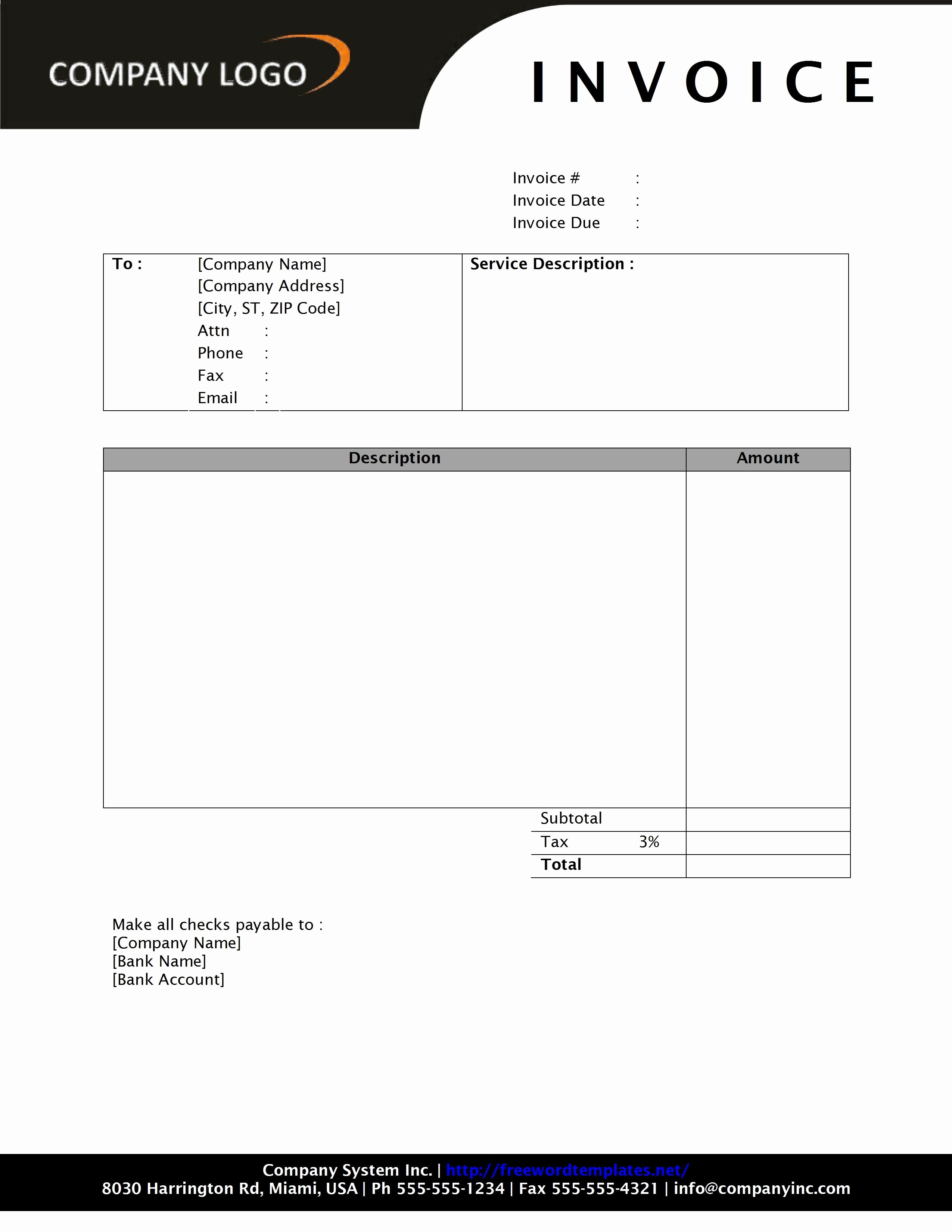 Free Printable Invoice Templates Word Beautiful Invoice Template Word 2010