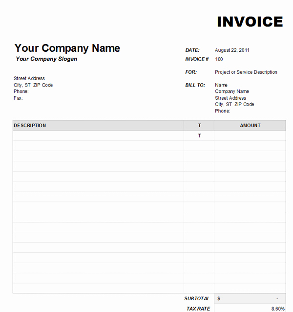 Free Printable Invoice Templates Word Elegant Blank Invoice to Print