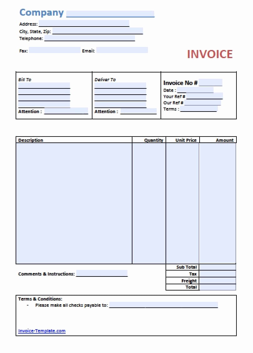 Free Printable Invoice Templates Word Inspirational Free Simple Basic Invoice Template Excel Pdf