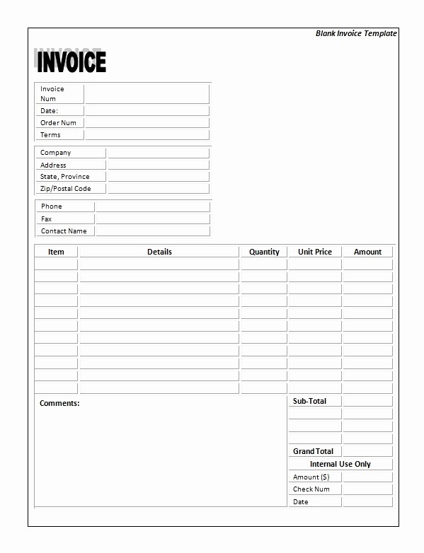 Free Printable Invoice Templates Word Unique Blank Invoice Template Printable Word Excel Invoice