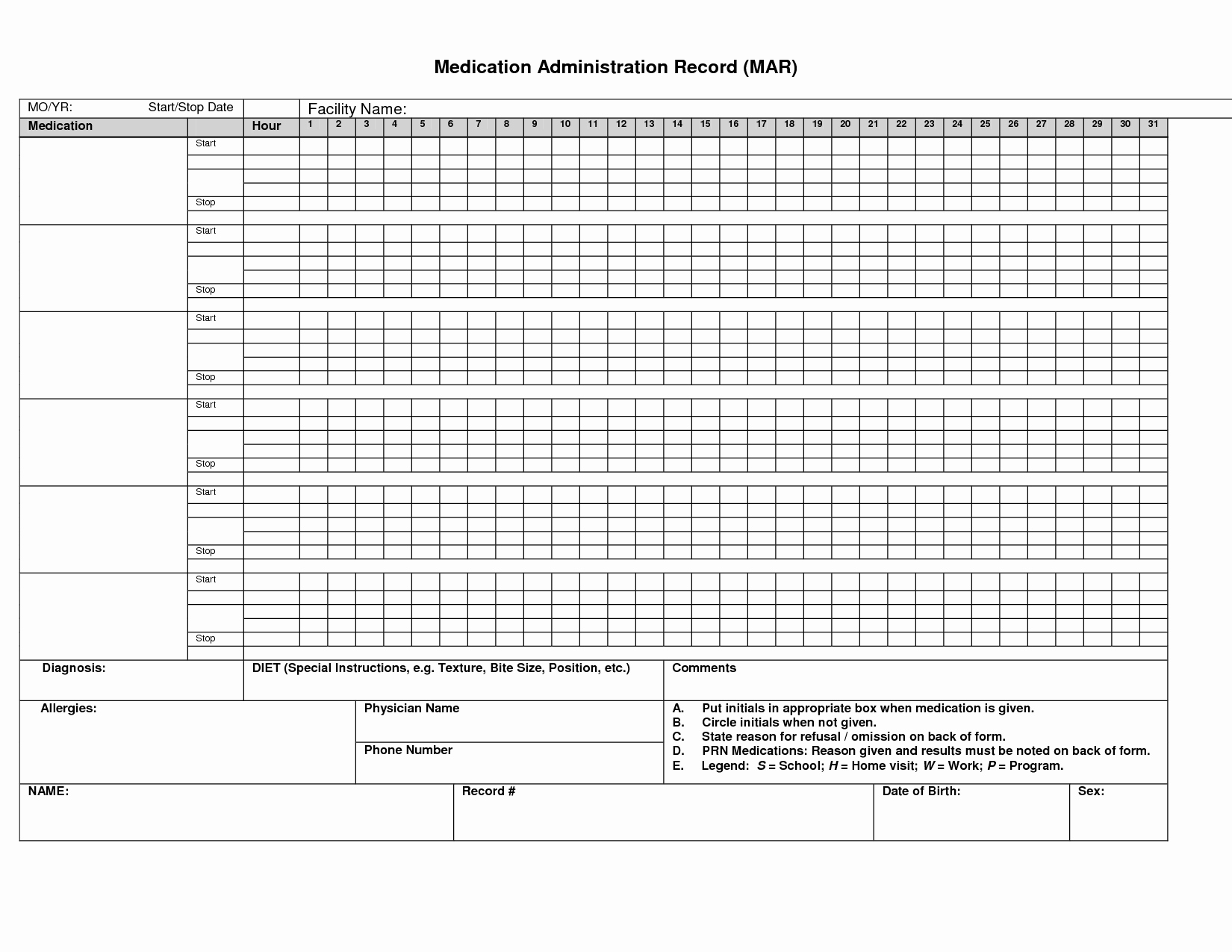Free Printable Medication Log Template Fresh Printable Medication Administration Record Medication