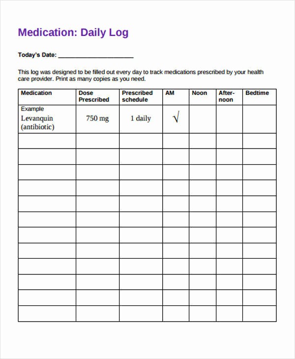 Free Printable Medication Log Template Lovely 28 Free Daily Log Samples &amp; Templates