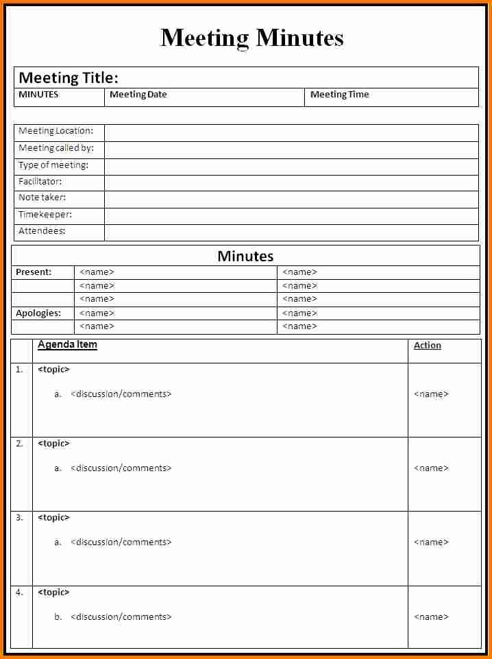 Free Printable Meeting Minutes Template Fresh Free Meeting Minutes Template