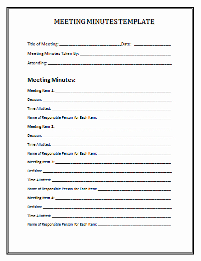 Free Printable Meeting Minutes Template Unique Meeting Minutes Template
