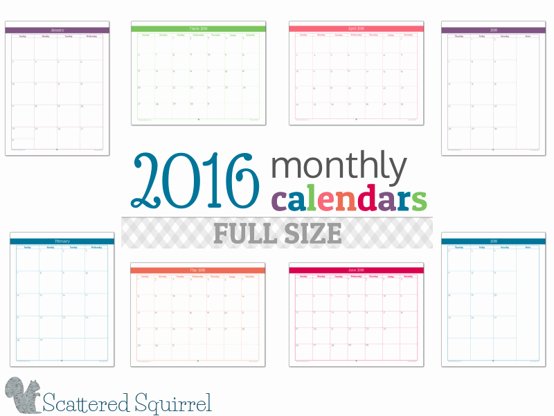 Free Printable Monthly 2016 Calendars Best Of 2016 Monthly Calendar Printables Full Size Edition