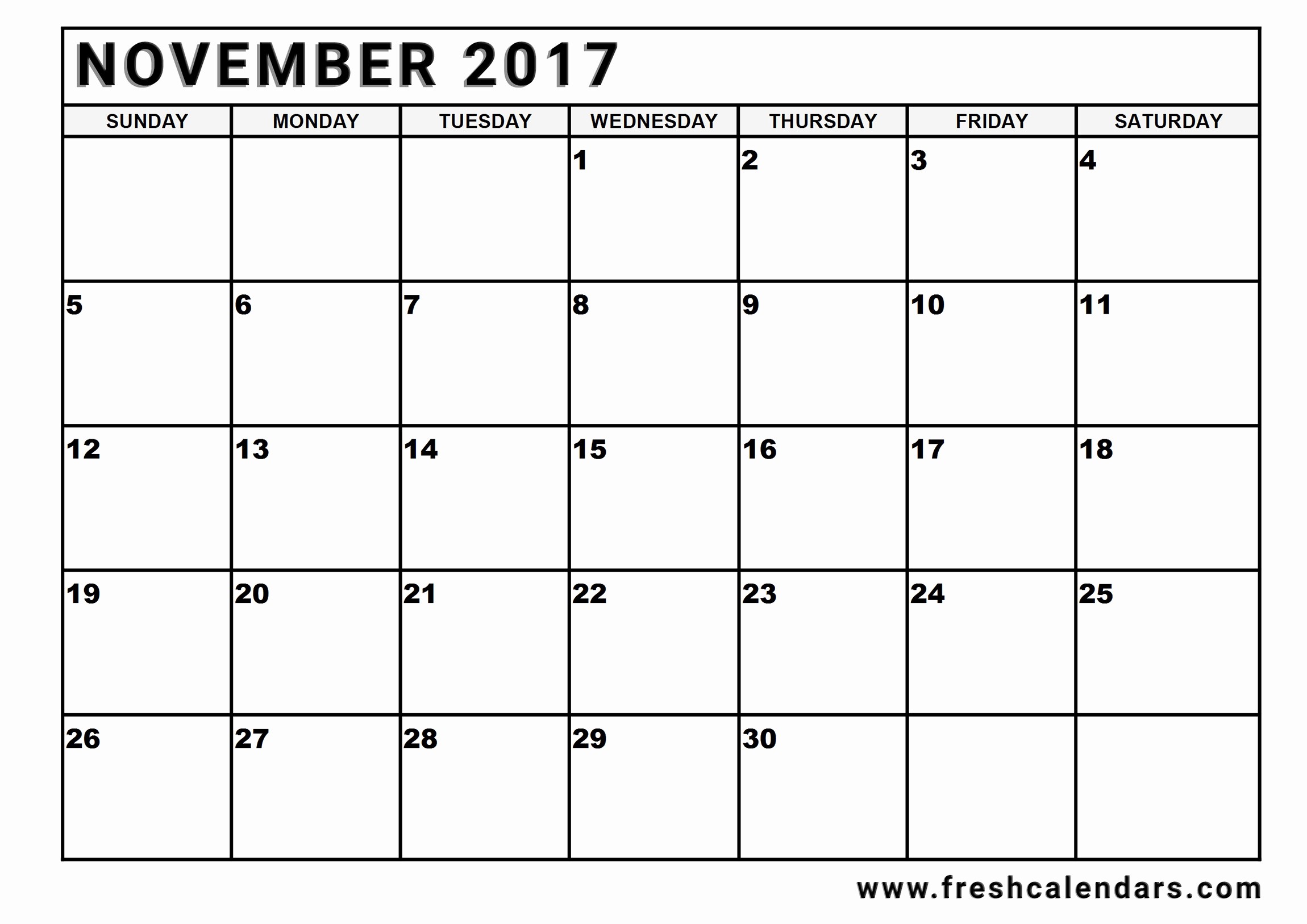 Free Printable Monthly 2017 Calendar Fresh Blank November 2017 Calendar Printable Templates