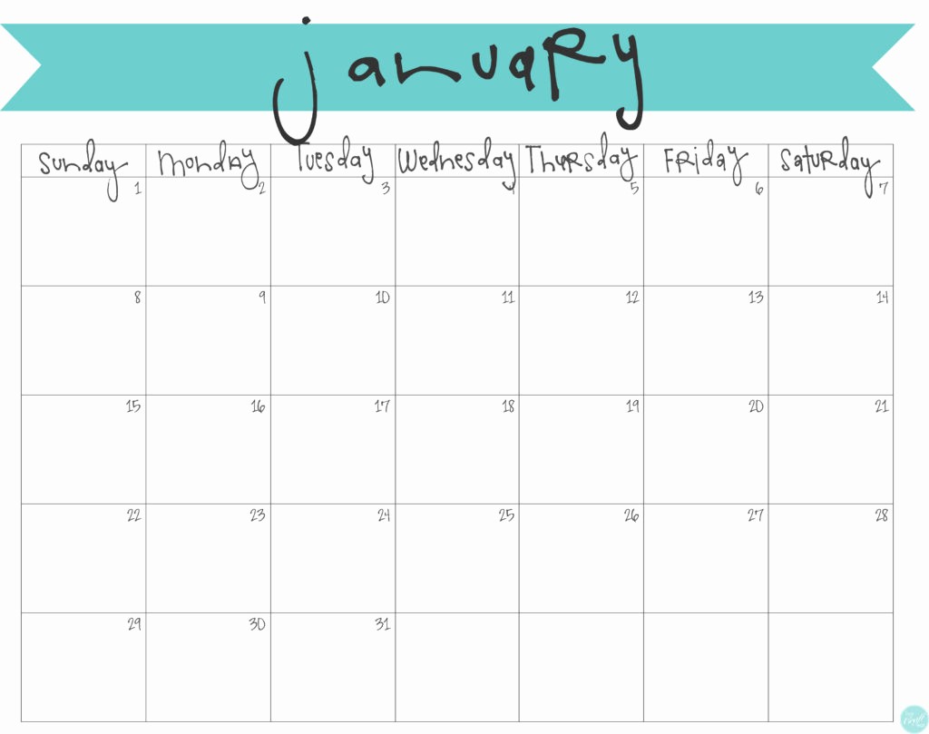 Free Printable Monthly 2017 Calendar Inspirational January 2017 Calendar Free Printable