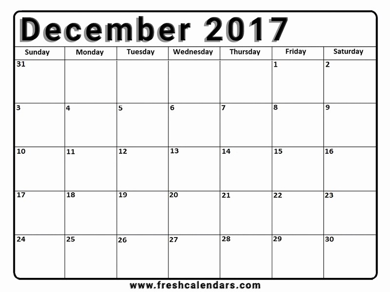 Free Printable Monthly 2017 Calendar New Blank December 2017 Calendar Printable Templates