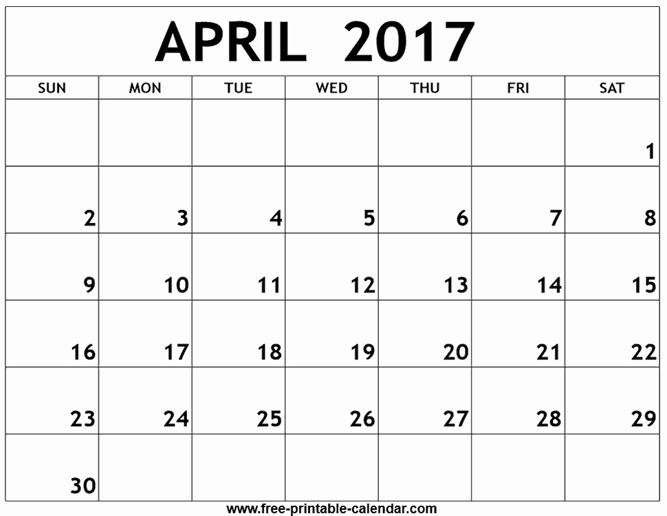 Free Printable Monthly 2017 Calendar Unique 2017 Printable April Calendars