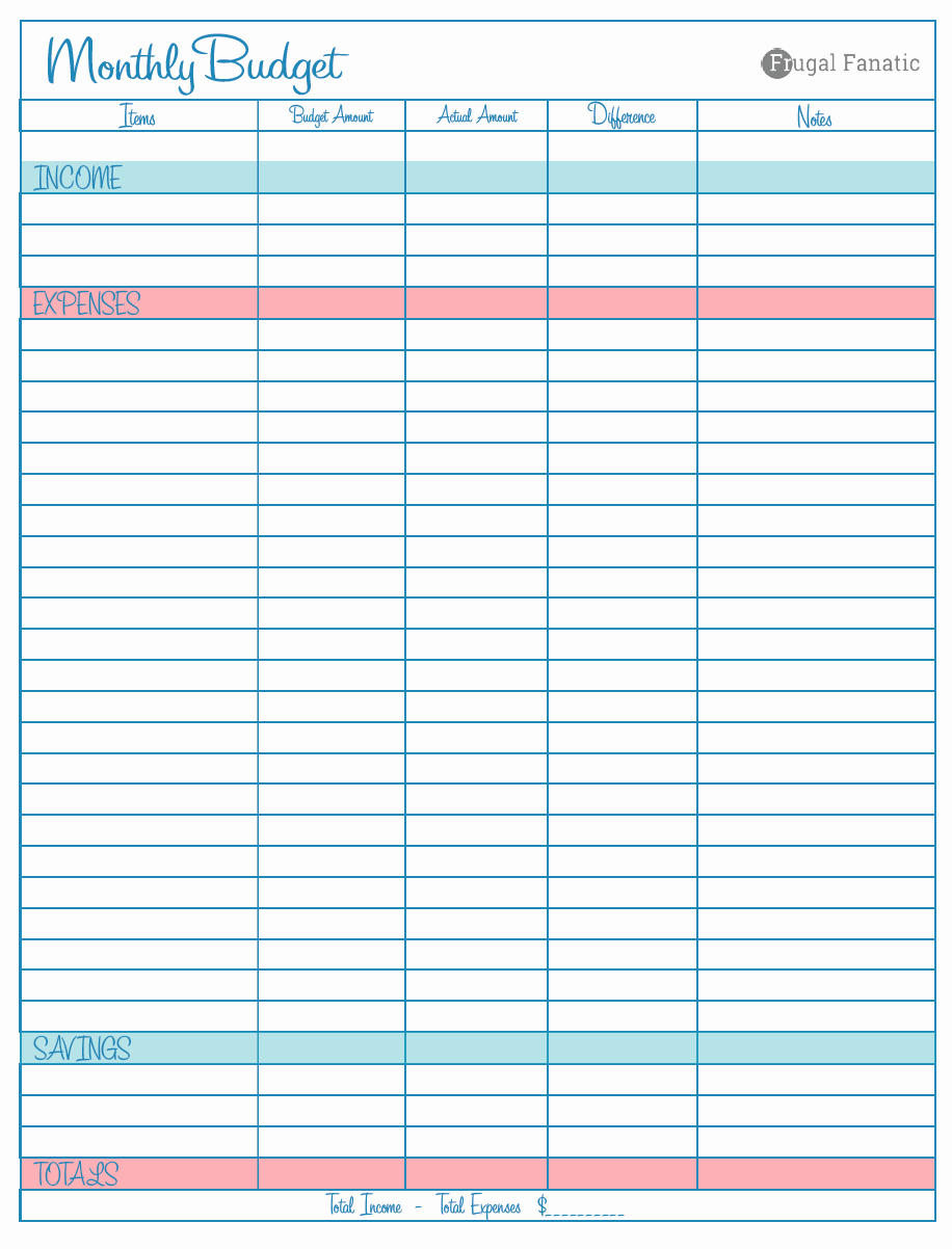 Free Printable Monthly Budget Template Best Of Blank Monthly Bud Worksheet Frugal Fanatic