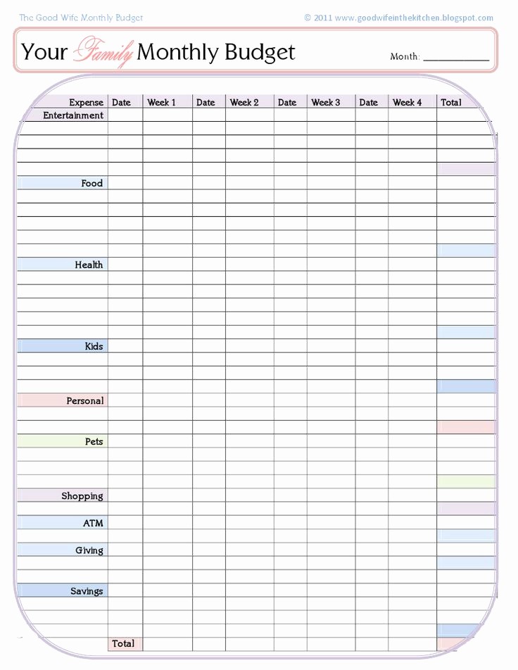 Free Printable Monthly Budget Template Fresh Monthly Bud Template the Good Wife