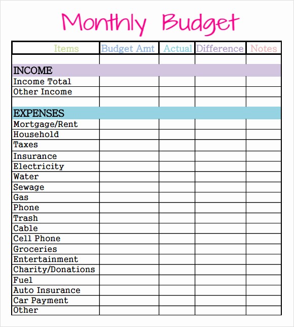 Free Printable Monthly Budget Template Lovely Free Printable Monthly Bud Worksheet Template